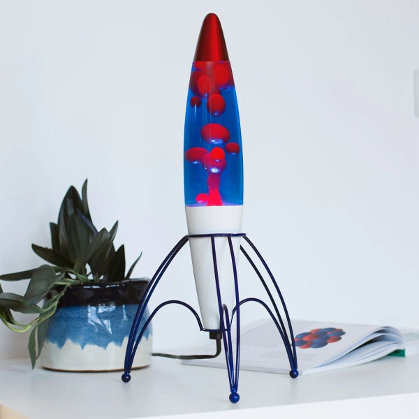 Lavalampe im Raketen-Design, Höhe 47 cm | Geschenk für Physiker und Physikerinnen