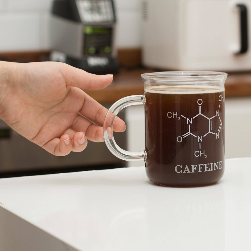 hier klicken - Messbecher Kaffetasse mit Strukturformel von Koffein