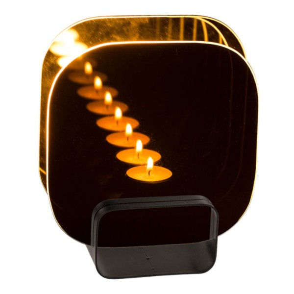 Unendliche Kerze - Kerzenhalter mit verspiegeltem Glas (Physik Geschenk)