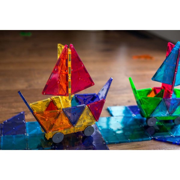 Magna-Tiles Polygons Erweiterungsset 8-teilig – Magnetische Bausteine In Pentagon & Diamant Formen, Transparent & Bunt
