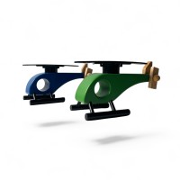 Solar-Holzhelikopter in 2 Farben für Schreibtisch oder Fensterbank