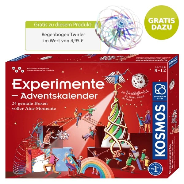 KOSMOS Adventskalender - 24 Experimente Boxen mit Aha Effekt + gratis Twirler