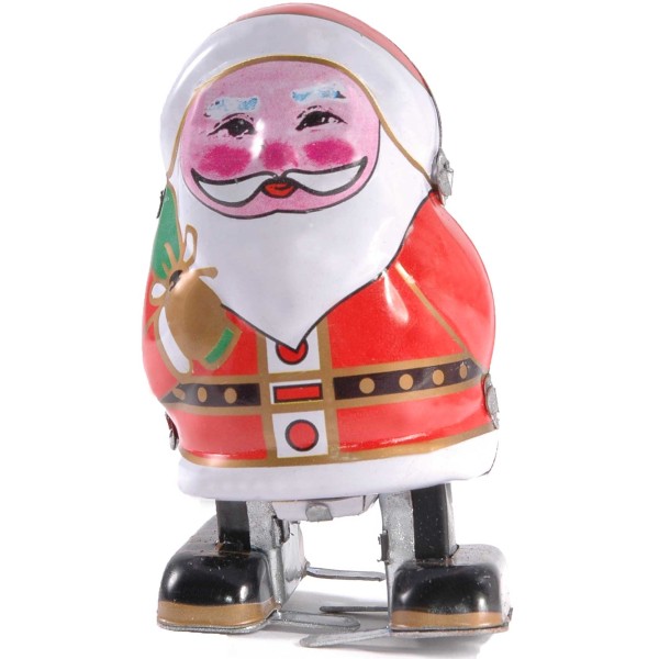 Aufziehspielzeug: Weihnachtsmann aus Blech, Physik Spielzeug, Federn speichern Energie