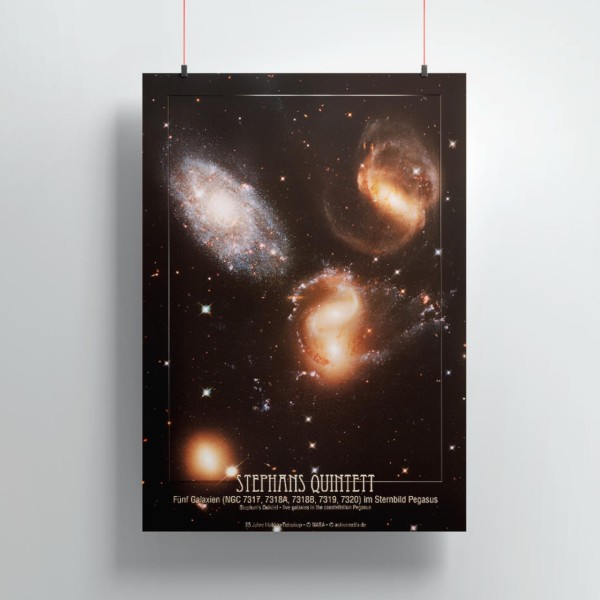 Astonomie Geschenke: Poster Stephans Quintett, Sternbild Pegasus (Hubble-Teleskop, Aufnahme Nasa)