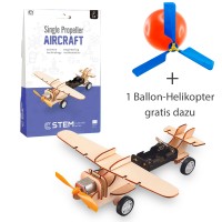Holzbausatz Propeller-Flugzeug + gratis Ballon-Helikopter