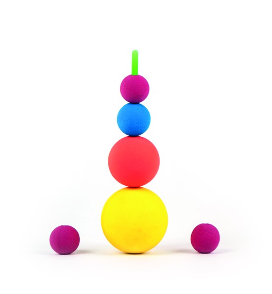 Physik-Spielzeug zum elastischen Stoß: Doppelball Versuch (wie Astroblaster)