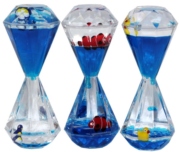 Liquid Timer mit Tierchen: Pinguin, Entchen (flüssige Sanduhr)