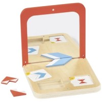 Symmetriespiel mit Spiegel, Aufgabenkarten und Legesteinen 