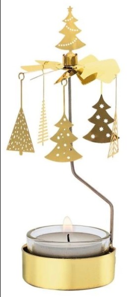 Das Karussell mit Weihnachtsbaum-Design folgt dem gleichen Prinzip: einfach Teelicht anstecken und Staunen